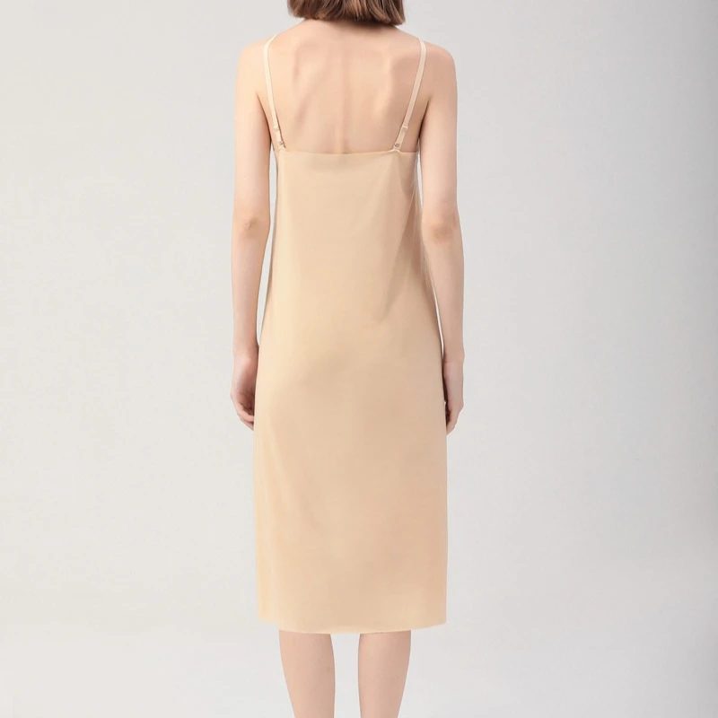 Vestido deslizante anti através do forro saia com seda gelo fino ajuste camisola longa para mulheres respirável verão underskirt peça de camadas