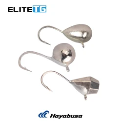 Elite TG Ice Fishing Tear Drop Jig Primary Color Tungsten Ice Fishing Hayabusa Hook Tungsten Ball Jig Head Deep Water Soft Lure