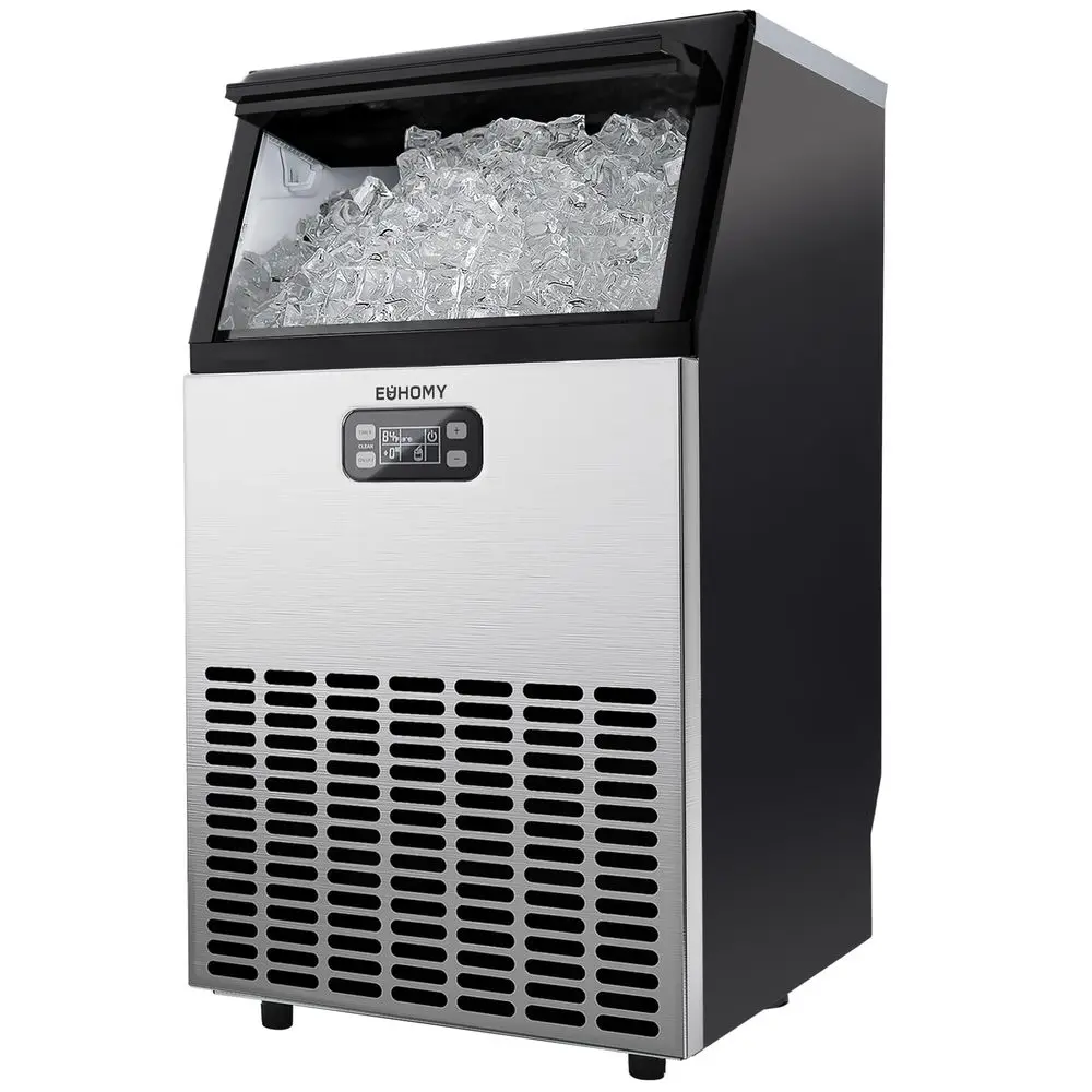 Commercial Ice Maker Machine, 100lbs 24H Stainless Steel Under Counter ice Machine with 33lbs Ice Storage Capacity, Freestandin