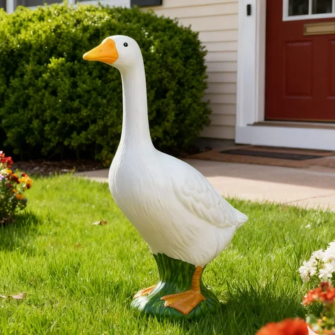 19.6in Garden Decor Goose Garden Statues, Weatherproof Outdoor Resin Goose Sculpture for Yard, Lawn, Patio, Porch Decoration, Farmhouse Garden Ornament, Durable Waterproof Animal Figurine, Home Landscape Accent, Gift for Garden Lovers Outdoor Yard Art