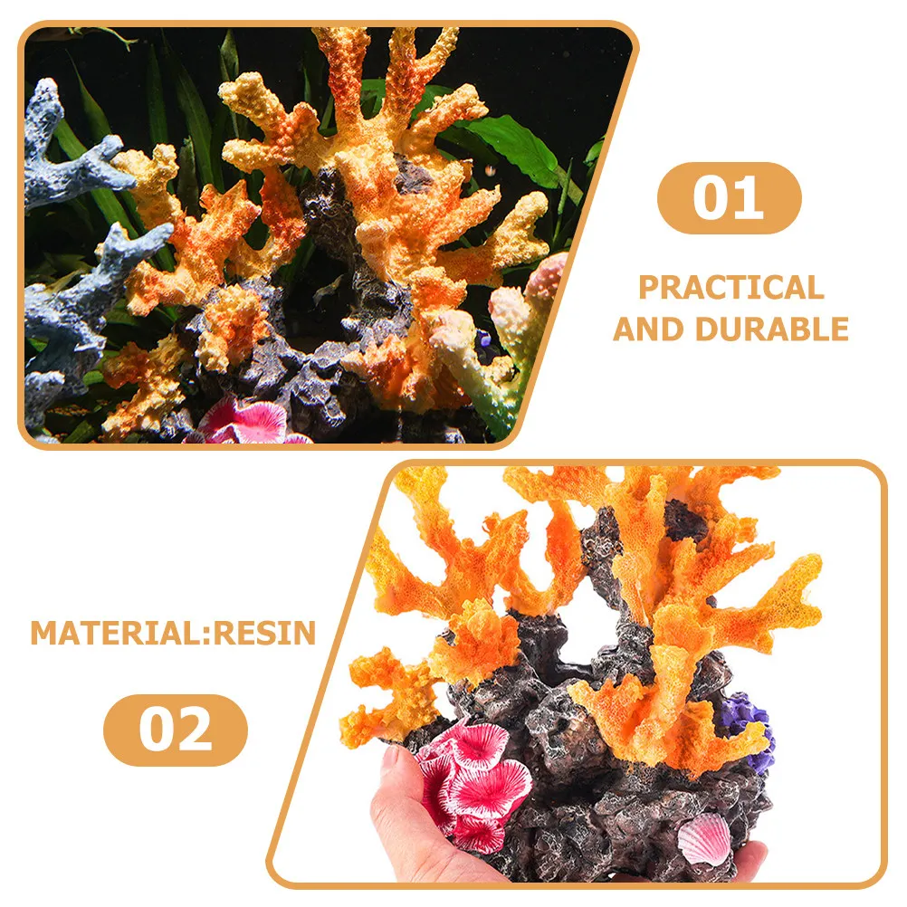 

Премиум-кораллы из смолы для декора аквариумов, маленькие и большие, аксессуары для аквариумов с водными черепахами, реалистичная имитация кораллового рифа