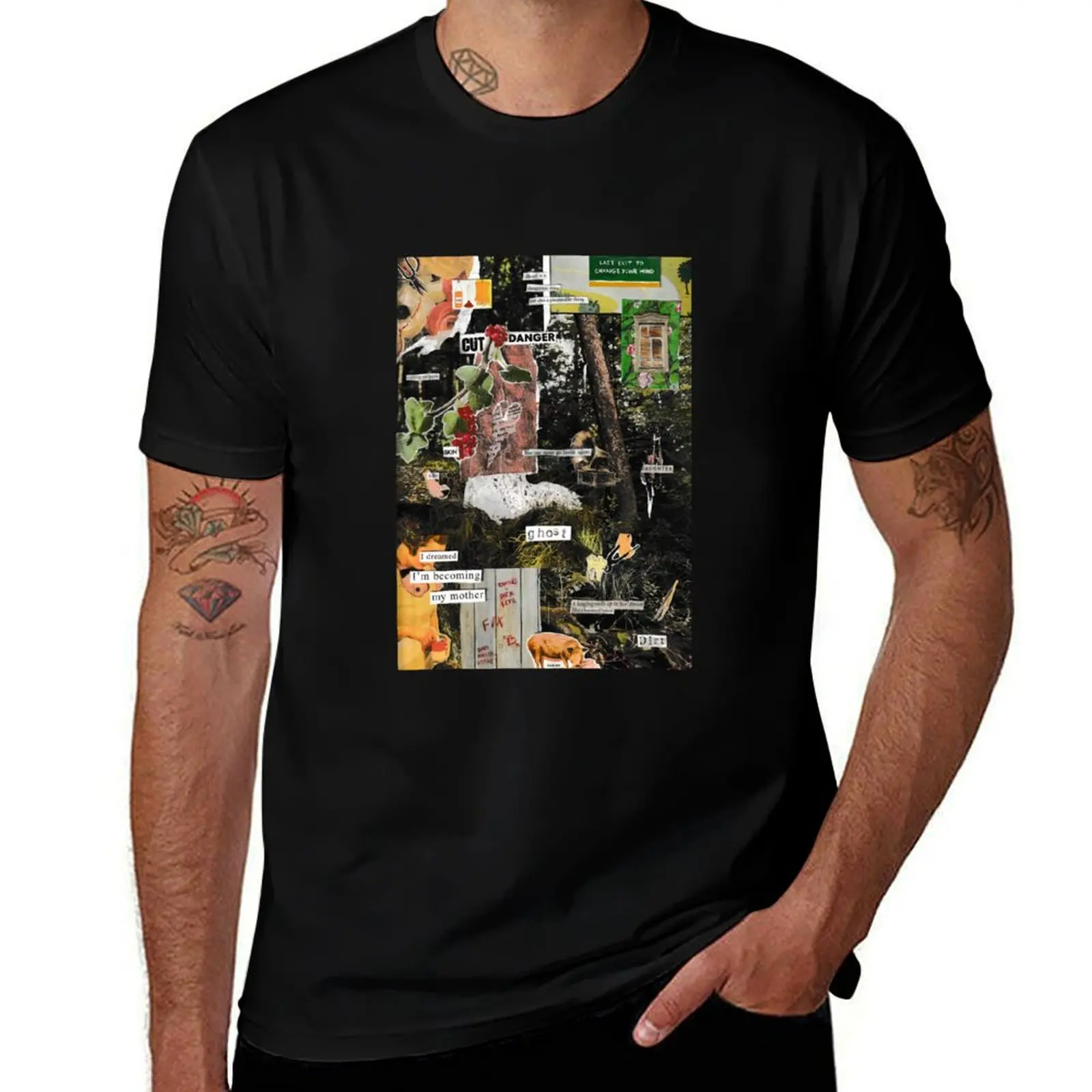 Sharp Objects Collage T-Shirt Big Size Crew Neck T-Shirt