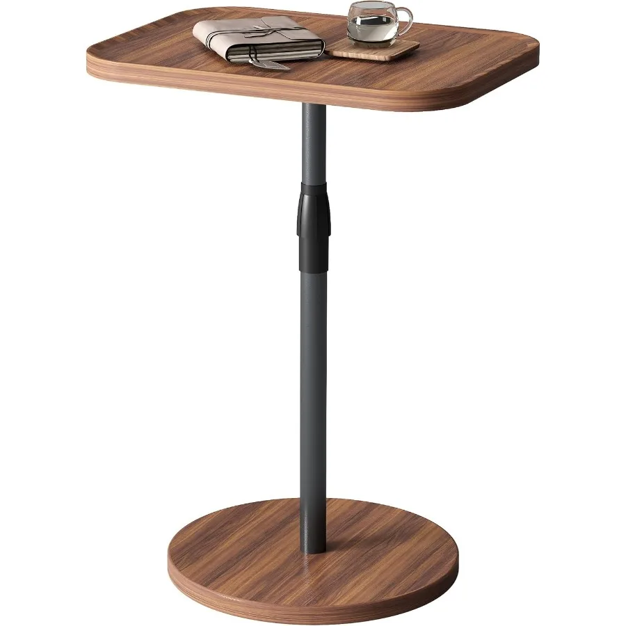 

Adjustable End Table Small Tray Side Table Drink Table for Small Spaces Pedestal Nightstand for Living Room Bedroom Sofa Couch