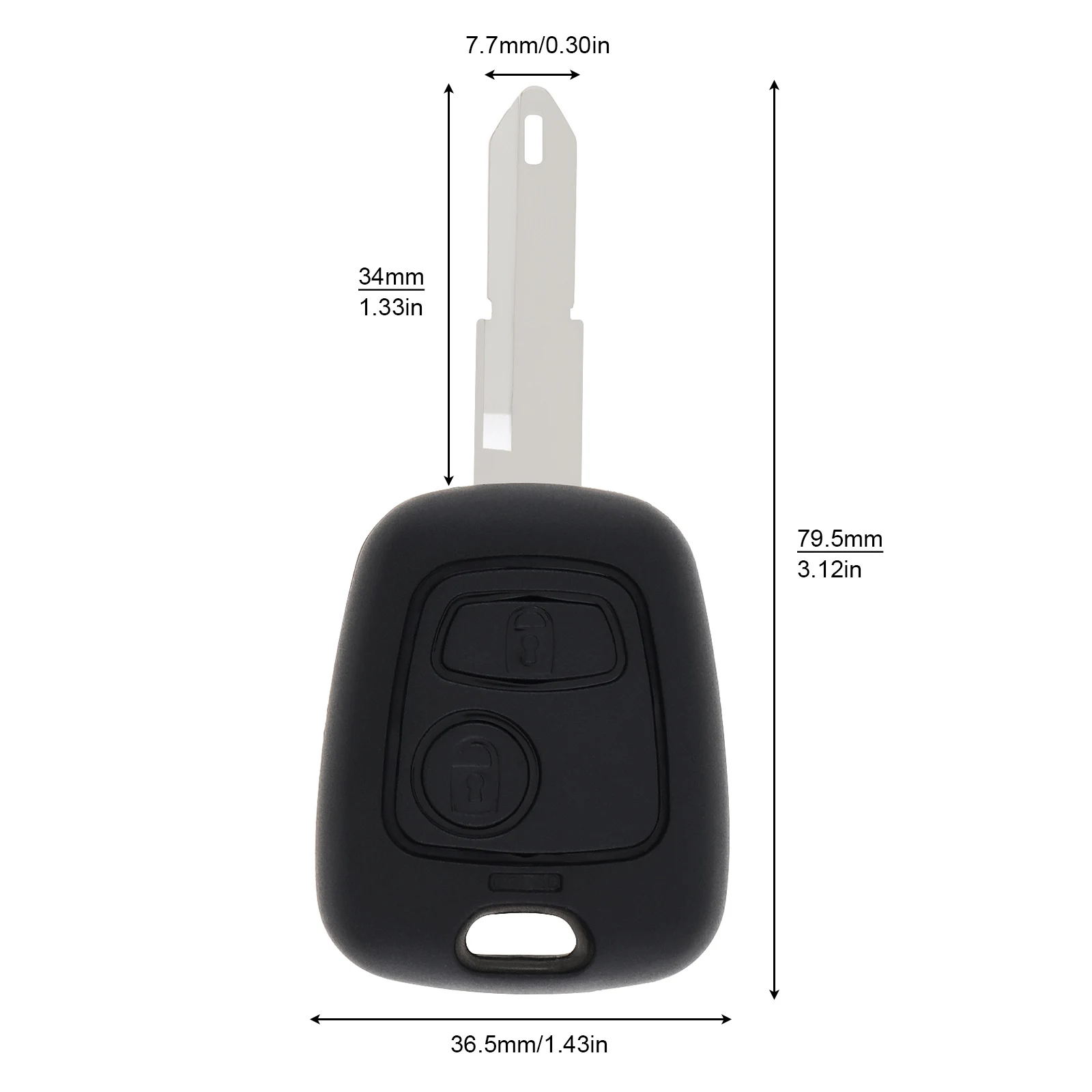 Carcasa de llave de coche remota con 2 botones, cubierta de llave Fob con microinterruptores de hoja de 206, apta para Peugeot 106, 107, 206, 207,