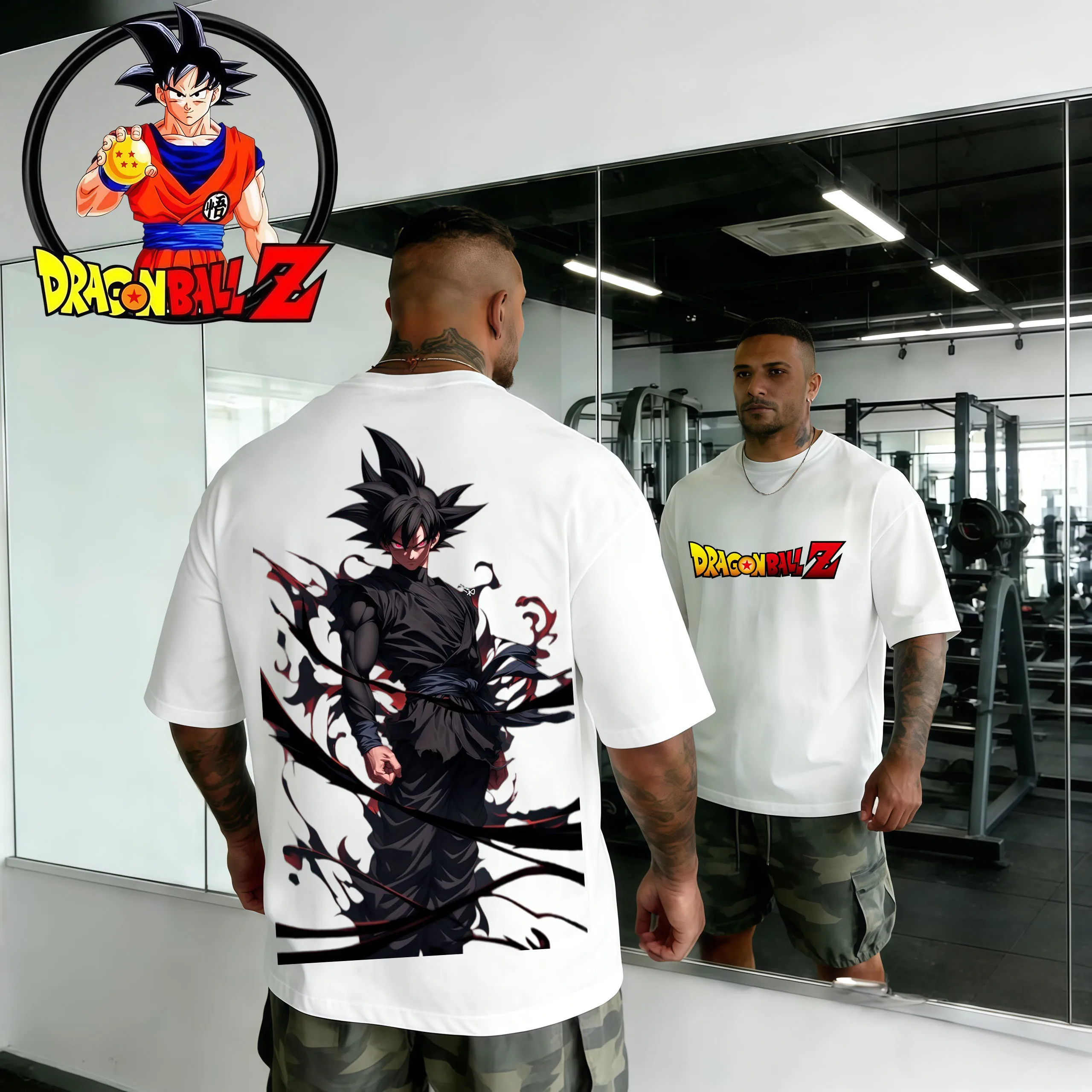 

2026 Summer Dragon Ball Vintage Gym T-shirt 100% Cotton Oversized Goku Black Print Unisex Retro Streetwear Fitness Tee