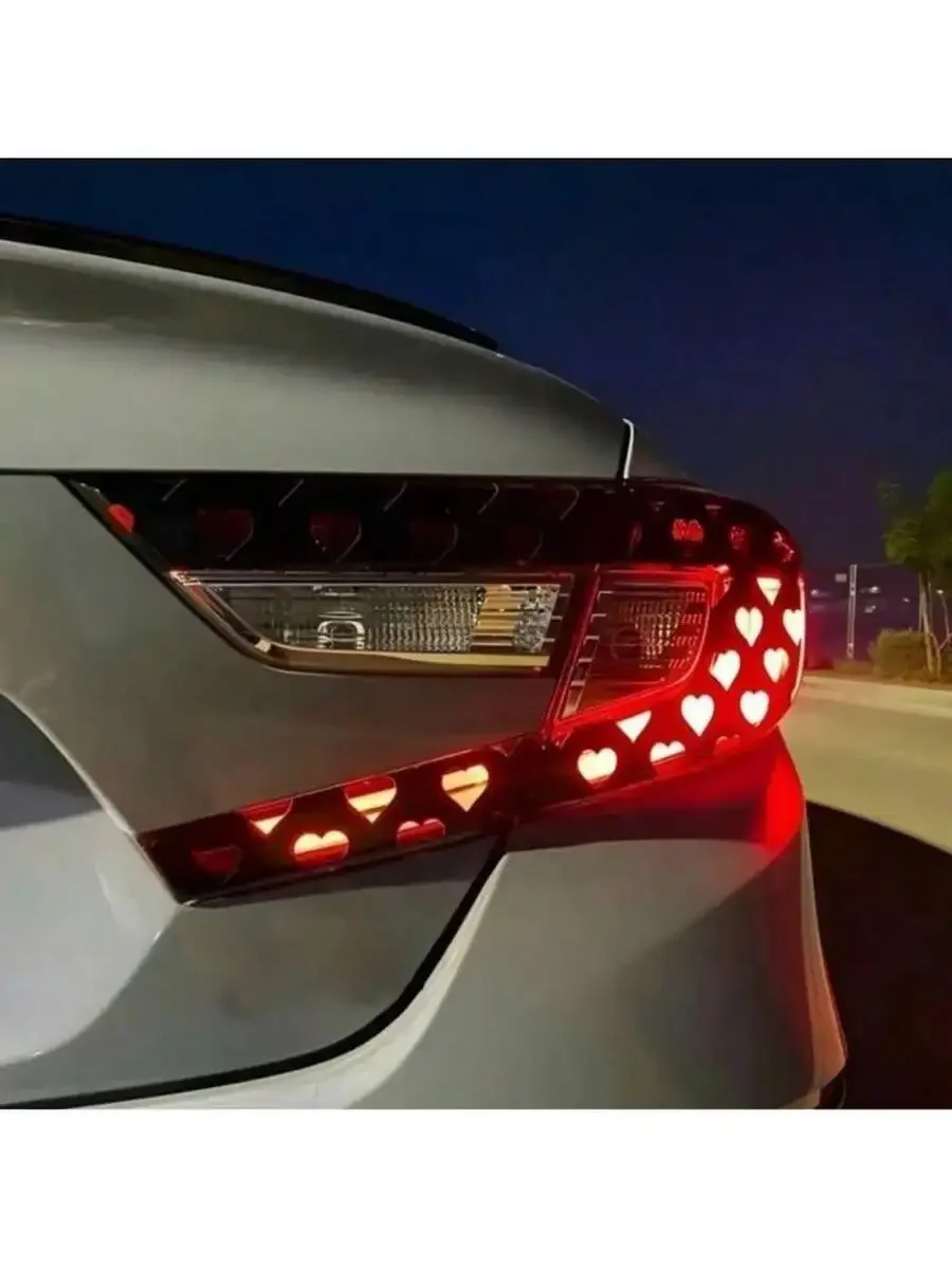 

2pcs Car Tail Light Cover Stickers Heart Shape Brake Light Decals Vinyl Wrap Universal DIY