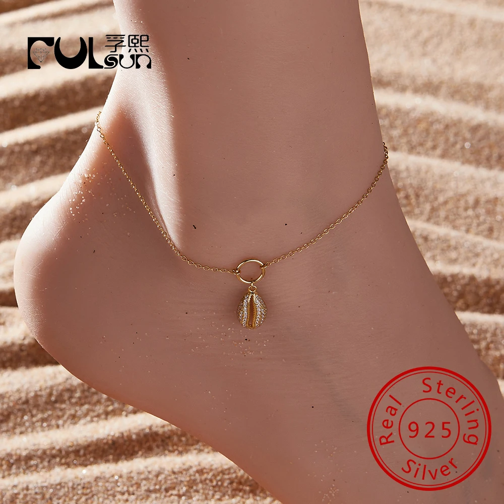 

Минималистичные простые модные ножные браслеты-цепочки в стиле бохо с кубическим цирконием, милые регулируемые браслеты с подвесками, серебряные украшения S925