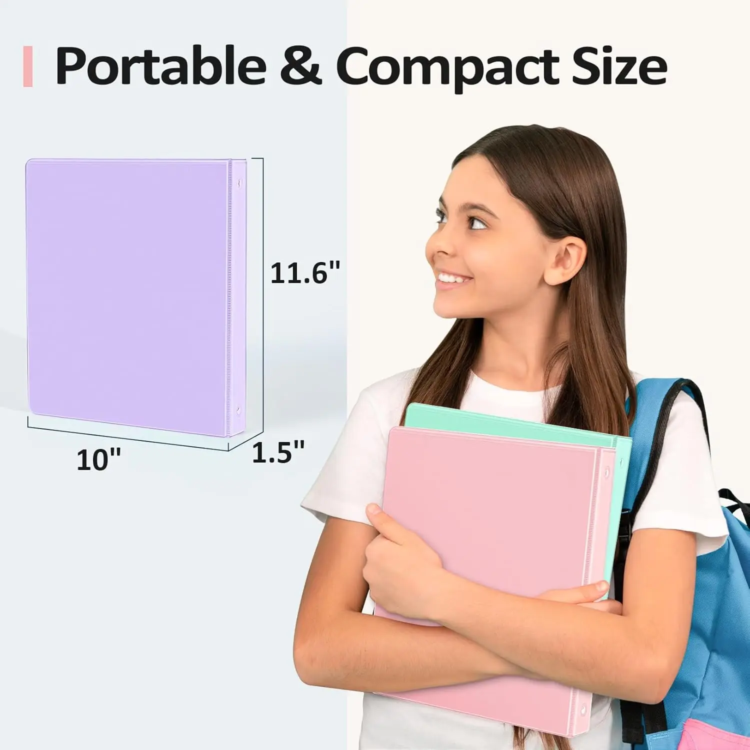 1-inch 3 Ring Binder with 2 Interior Pockets, for A4 Letter Size 8.5'' x 11''Paper,Versatile Binders for Office, Home and School