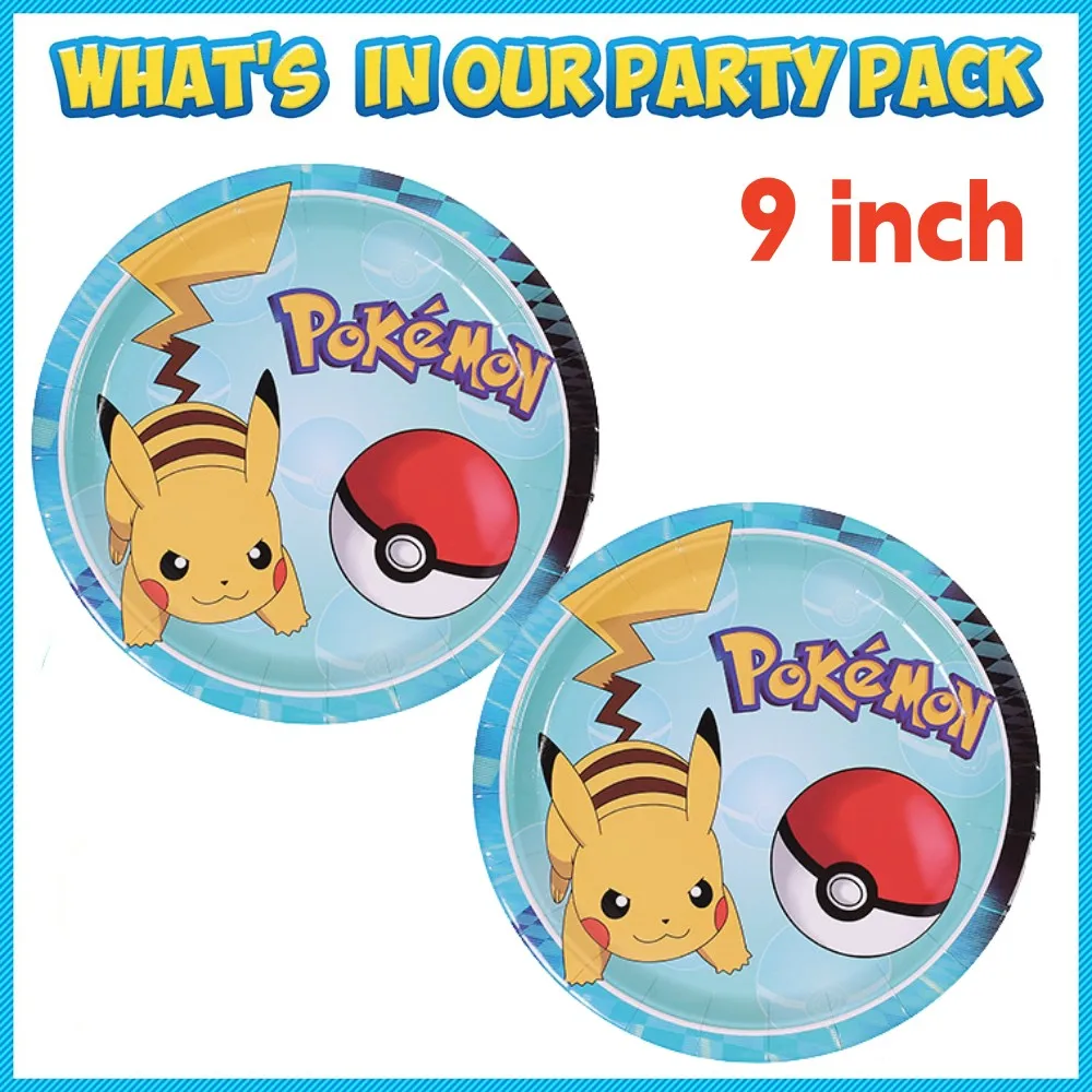 Pokemon Party Supplies Pikachu Birthday Party Decoration Pikachu Balloons Set Pokemon Cartoon Background Kids Birthday Tableware