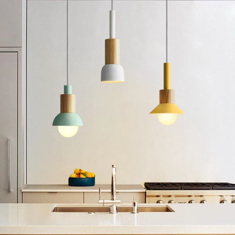 Nordic style lamps Bedroom bedside single head restaurant Macaron small chandelier