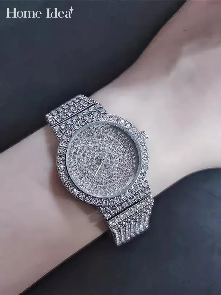 Fashion Women Shiny Diamonds Quartz Watch Office Ladies Work Wristwatch Unisex Hip Hop Bling Bling Watches