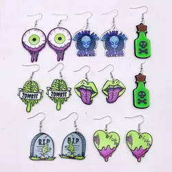 New Halloween Acrylic Earrings Creative Terror Eye Beads Skull bloody Clown Dangle Earrings for Woman Jewelry Halloween Gifts