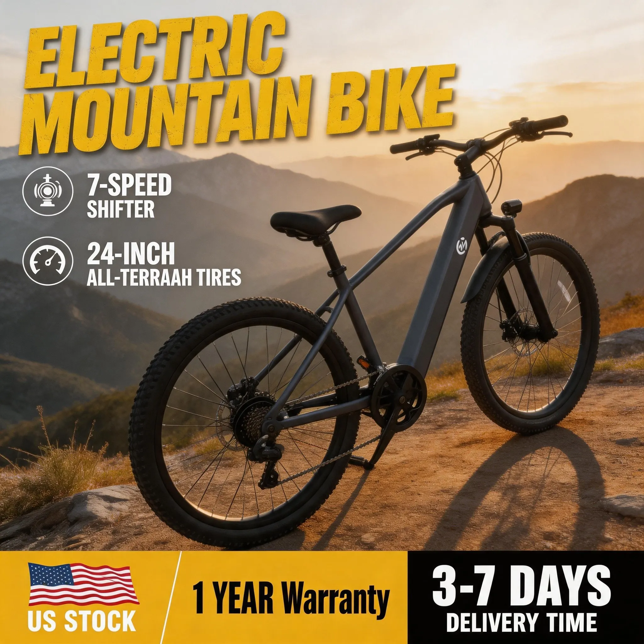 Durable Mountain Ebike for Adults, 500W Powerful Motor for Excellent Hill Climbing Performance, 24 Inch Wide All-Terrain Tires for Sand, Mud & Rock, Responsive Dual Disc Brake System, Large 48V 10.4Ah Battery, Wonderful Gift for Outdoor Enthusiasts