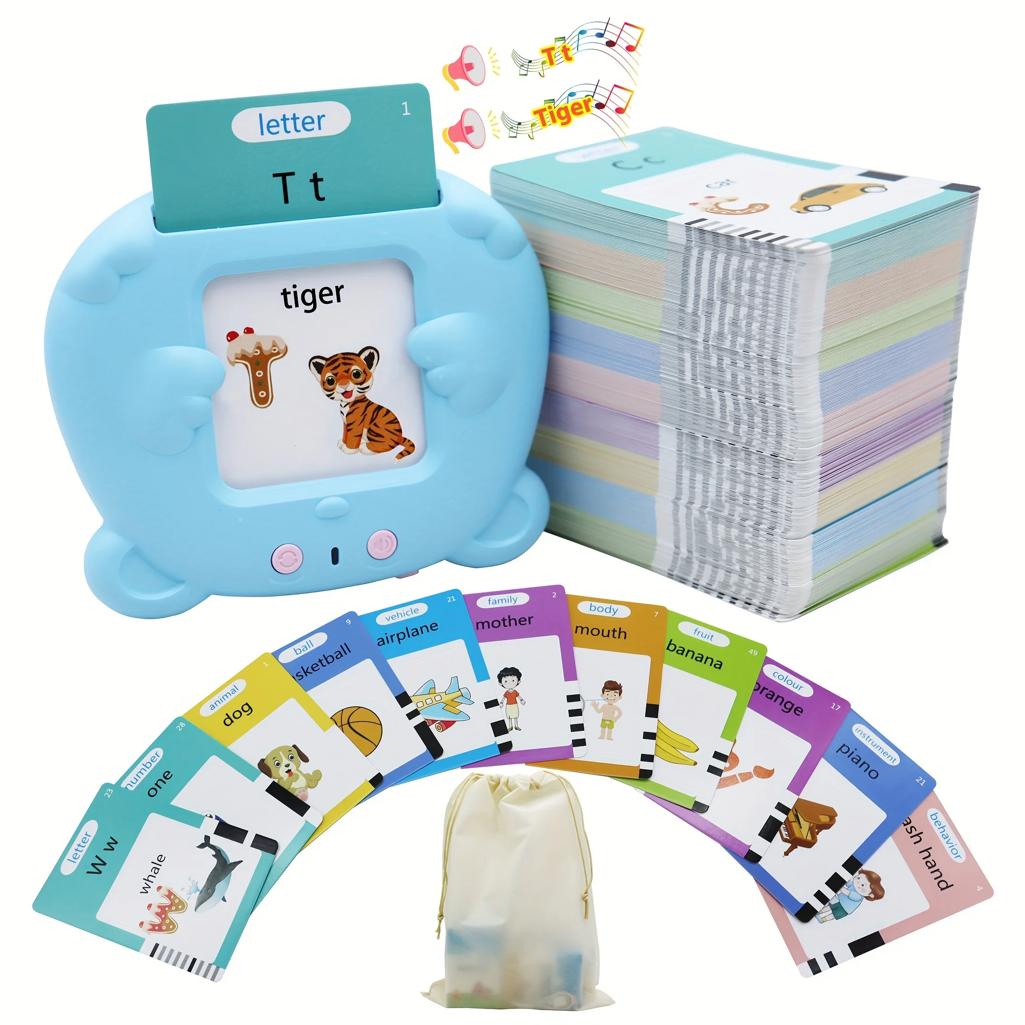 Cartes flash interactives d'apprentissage de l'alphabet, dimensions, vieillissement, dos, alth, Montessori, cadeaux d'anniversaire, 510 mots