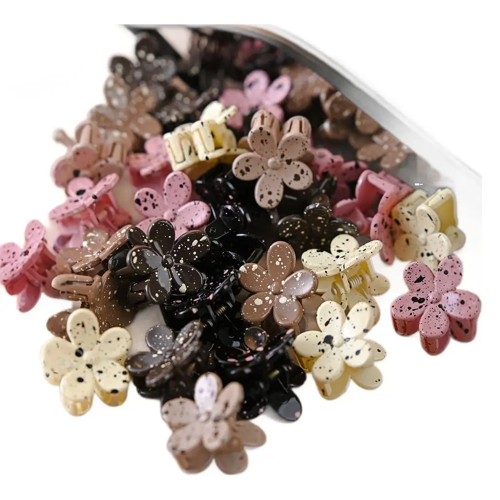 10 Buah Klip Cakar Rambut Bunga Mini Titik Campuran Warna Manis Klip Rambut Poni Rambut Klip Samping Jepit Rambut Jepit Rambut Aksesori Rambut