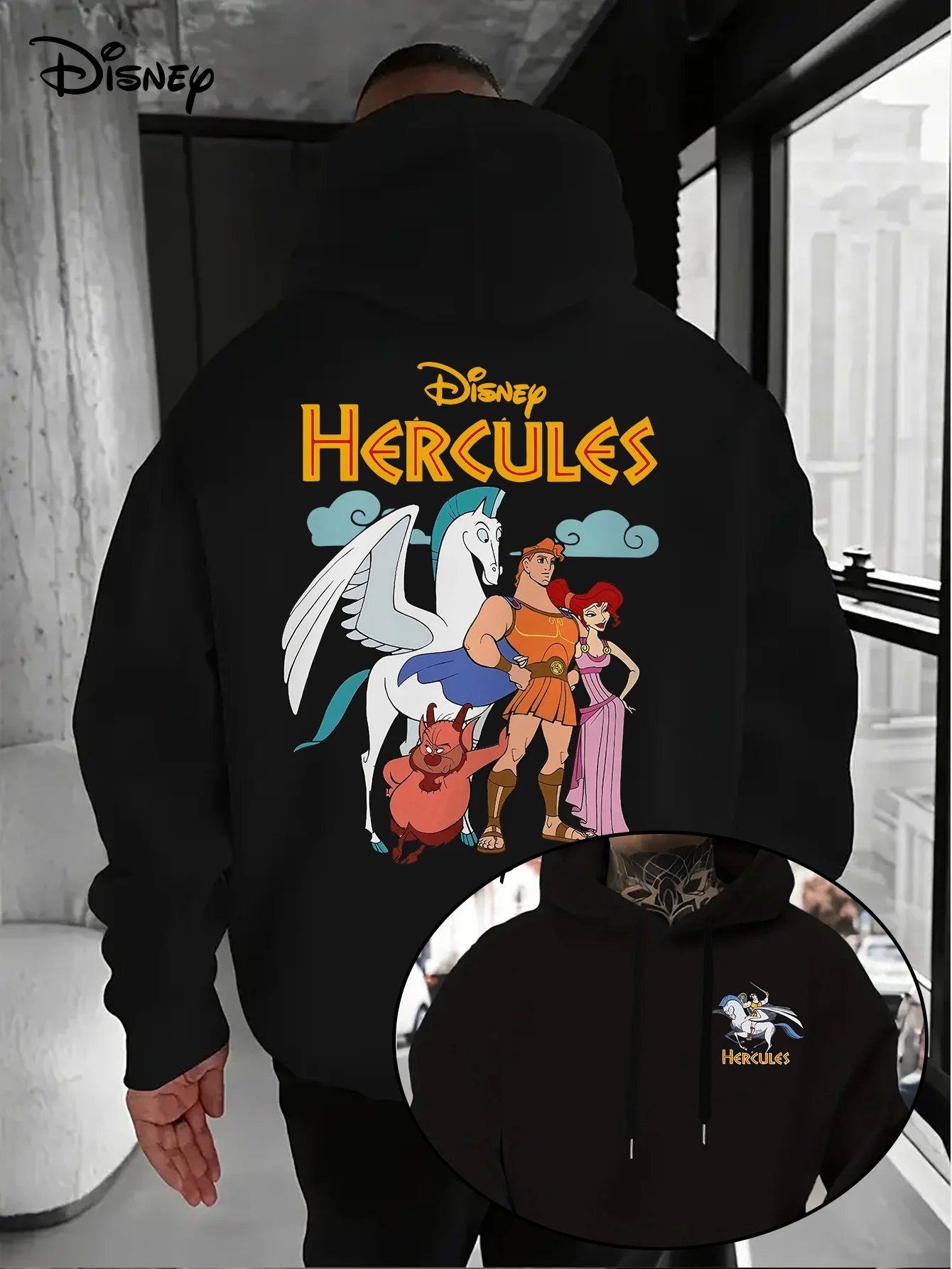 

Мужские толстовки с капюшоном Disney Hercules Phil Hercules Pegasus, женский пуловер унисекс, осенне-зимняя флисовая куртка с капюшоном большого размера