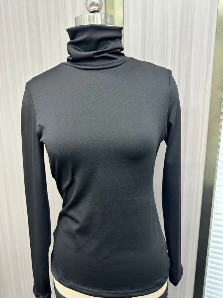 Gonna stile straniero da donna Abito a due pezzi Primavera Autunno Moda Solido collo alto Top + gonne Set Abbigliamento elegante da ballo per feste da donna