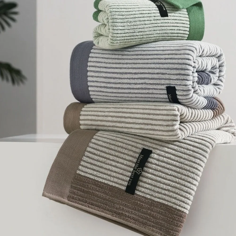 New Soft Antibacterial Towel Absorbent Striped Design Bath Towels Combed Cotton Towel Household