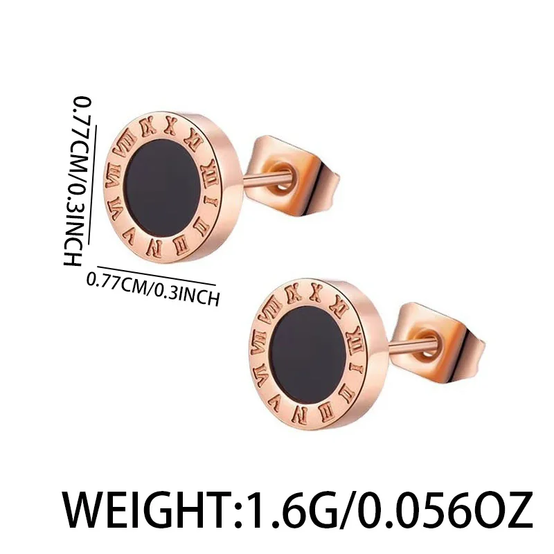 Klassische Luxus-Ohrstecker mit römischen Ziffern, Roségold-plattierter Edelstahl, anlaufgeschützt, Damenschmuck – Detail 5
