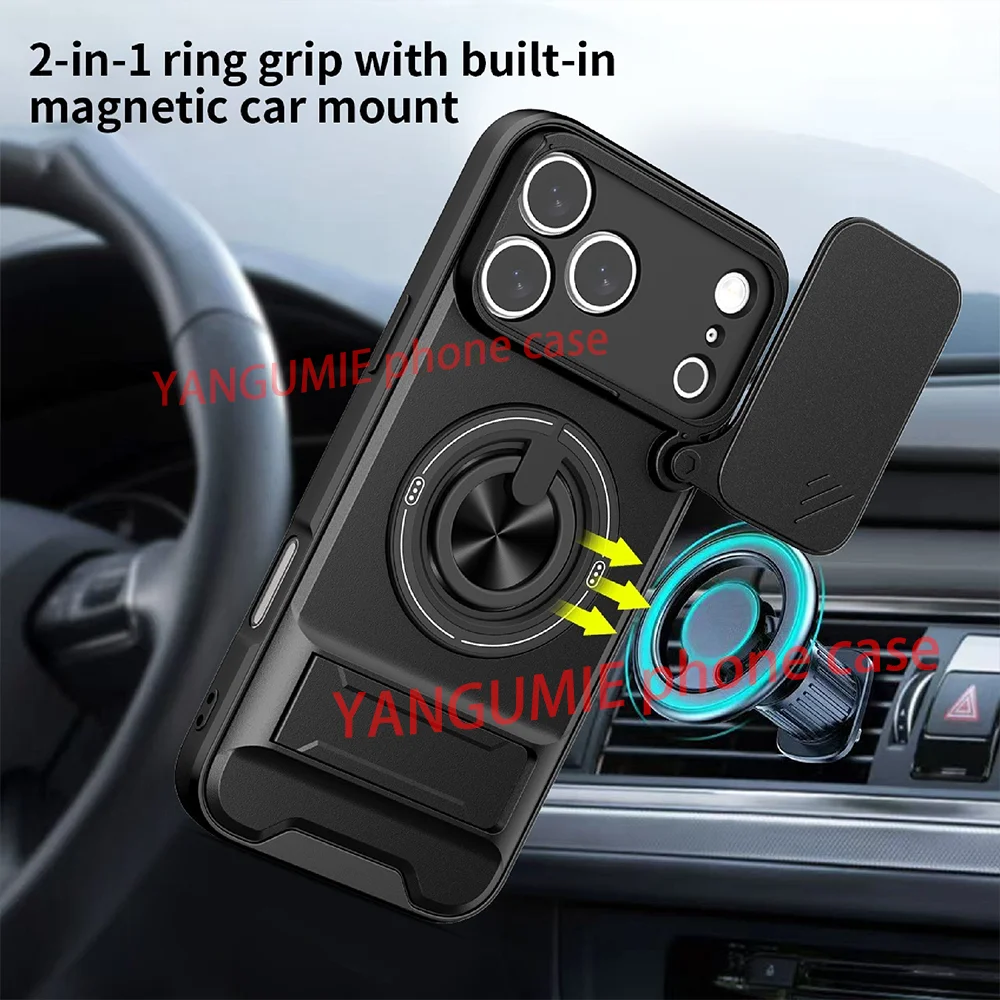 For Full range of iPhone 11-18 Pro Max ring mobile phone case 16Pro slide glass Apple 14 anti-fall protective cover