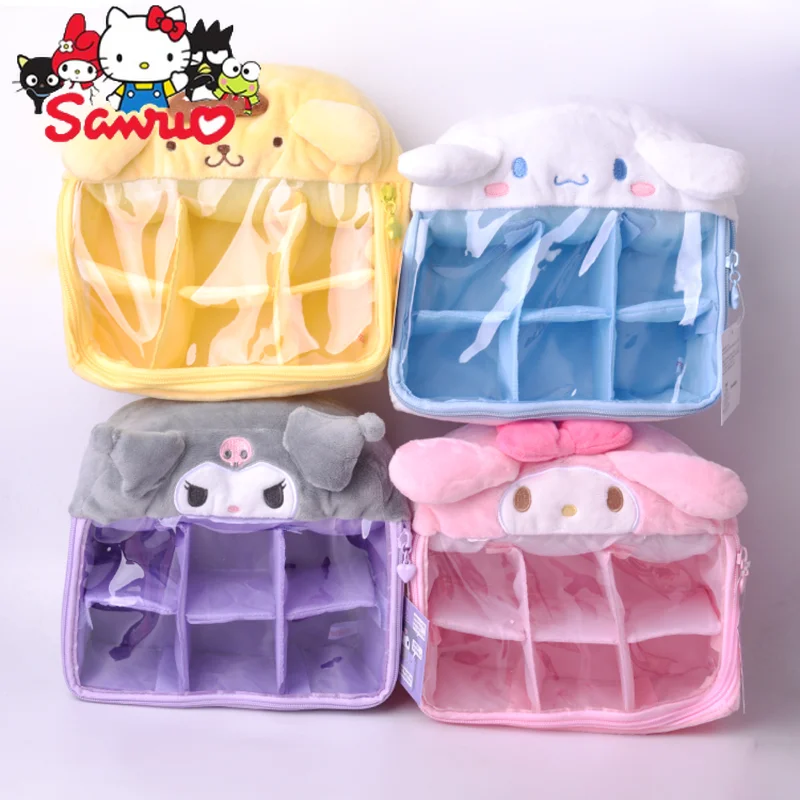 Japanese Cartoon Sanrio Melody Kuromi Cinnamoroll Pochacco Clothes Sock Storage Box Anime Cartoon Doll Decortoy Gifts 20*18*6cm