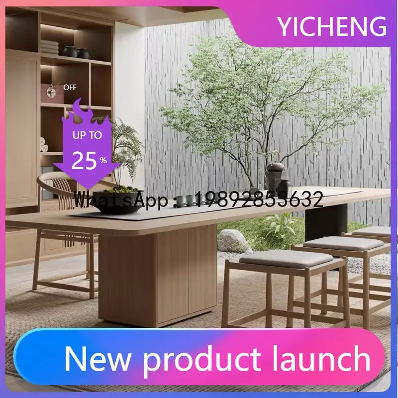 H5.15  new chinese style tea table and chair set - zen-inspired solid wood kung fu tea table, dual-purpose desk