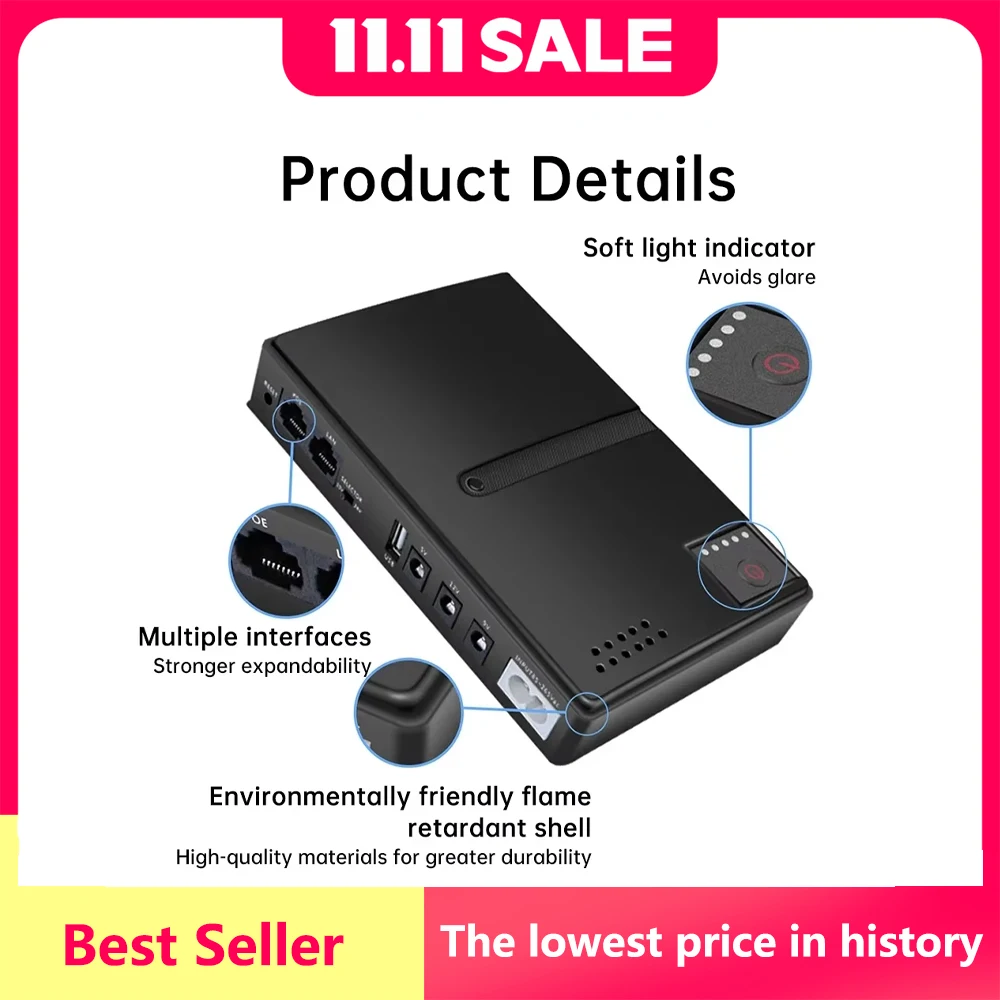 New AC85-265V DC1018P Router 5V9V12V Optical Cat Monitor Backup Uninterruptible 10400Mah DC Power Supply Charger Cell Phone UPS