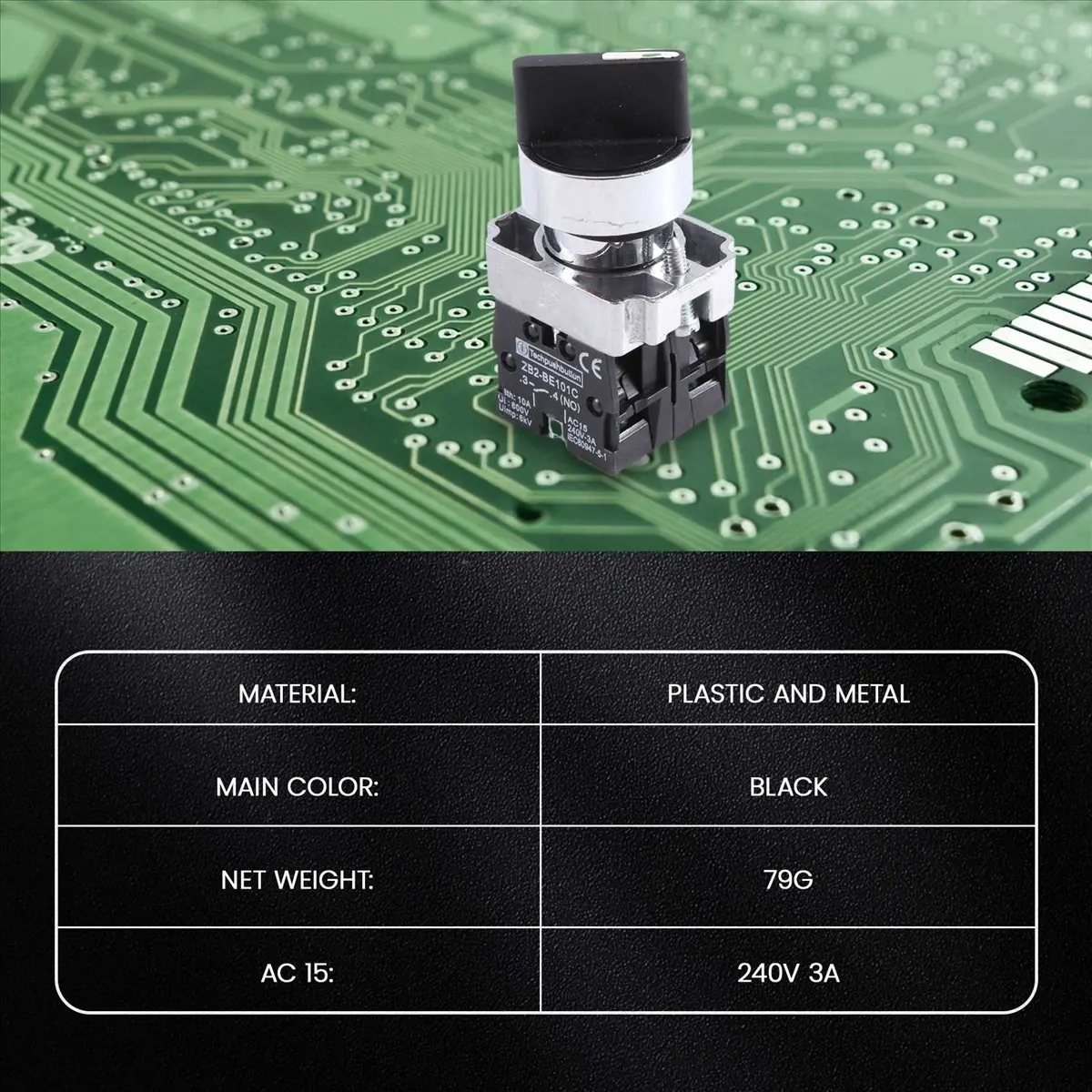 HAPPY DIAN!22mm Latching 2 NO 3-Position Rotary Select Switch ZB2-BE101C Black