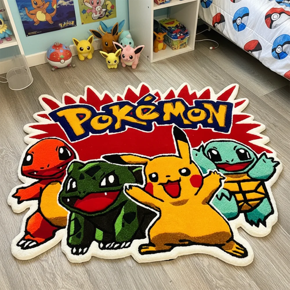 

Anime Pokemon Retro Style Cartoon Plush Rug Floor Mat Kids Room Decor Non-Slip Carpet,Pet/Game Mat,Soft Decorative Blanket