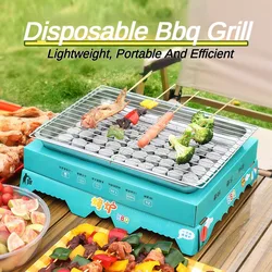 One-time BBQ Grill Stainless Steel Smokeless Household Outdoor Disposable Grill Light Weight Portable Charcoal Korean Barbecue