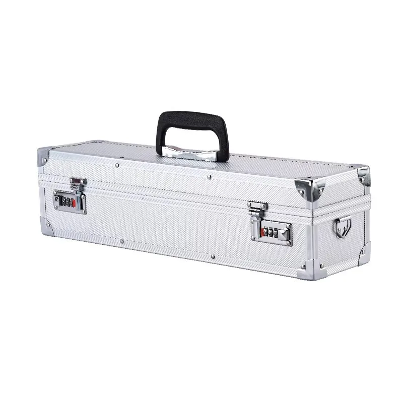 Aluminum Alloy Hard Shell Knife Storage Case 50cm Portable Tool Box with Dual Combination Locks and Shoulder Strap for Kitchen