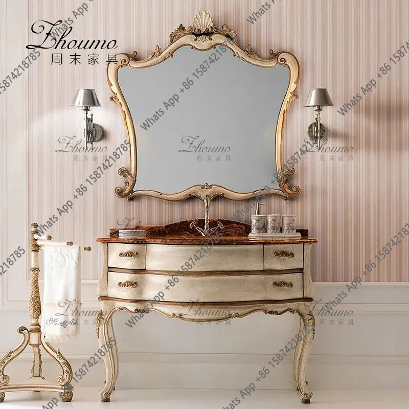French retro carved makeup table antique dresser master bedroom old makeup table