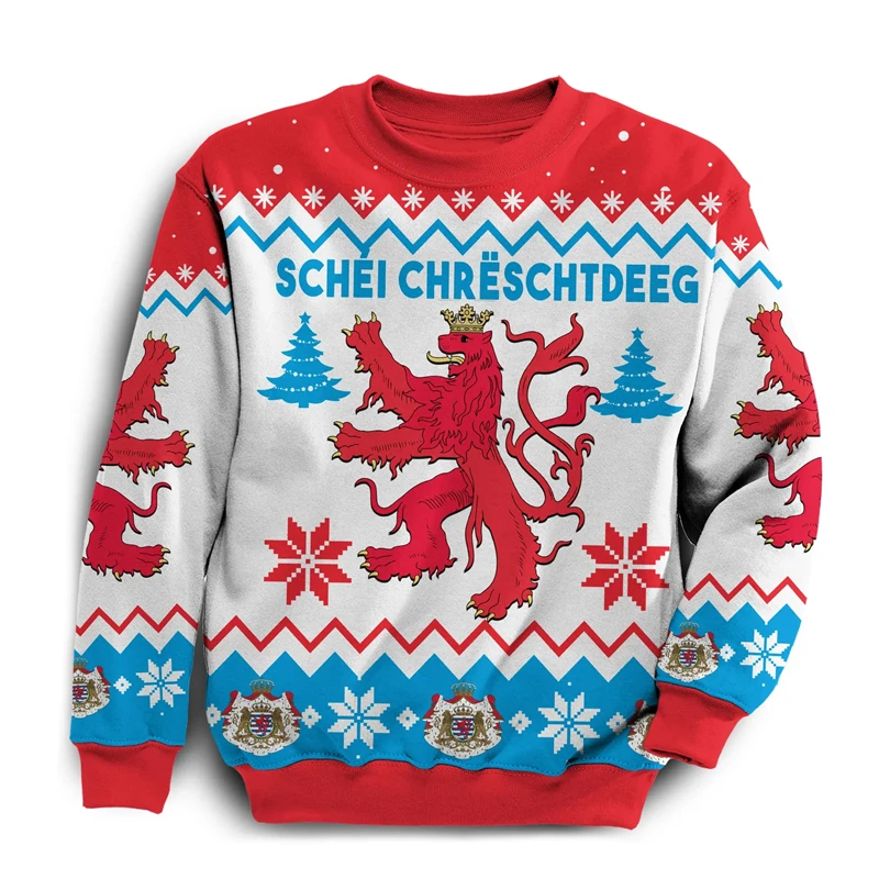 The Grand Duchy Of Luxembourg Graphic Sweatshirts Jersey Men Women Casual Autumn Loose Long Sleeve Tracksuits Sports Clothing
