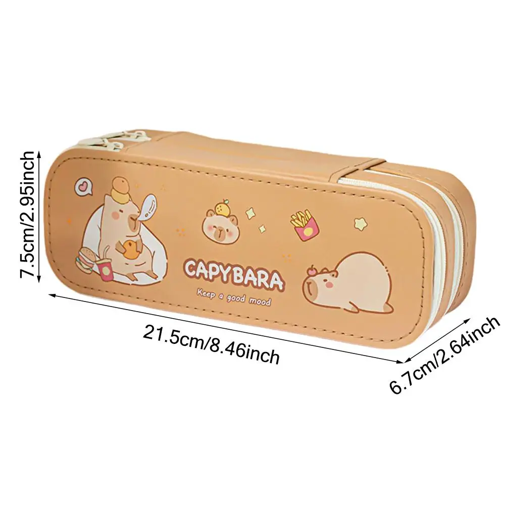 حقيبة أقلام رصاص مزدوجة الطبقة للأطفال ، سعة كبيرة ، كابيبارا باندا ، رائد فضاء ، منظم قرطاسية ، متعدد الوظائف