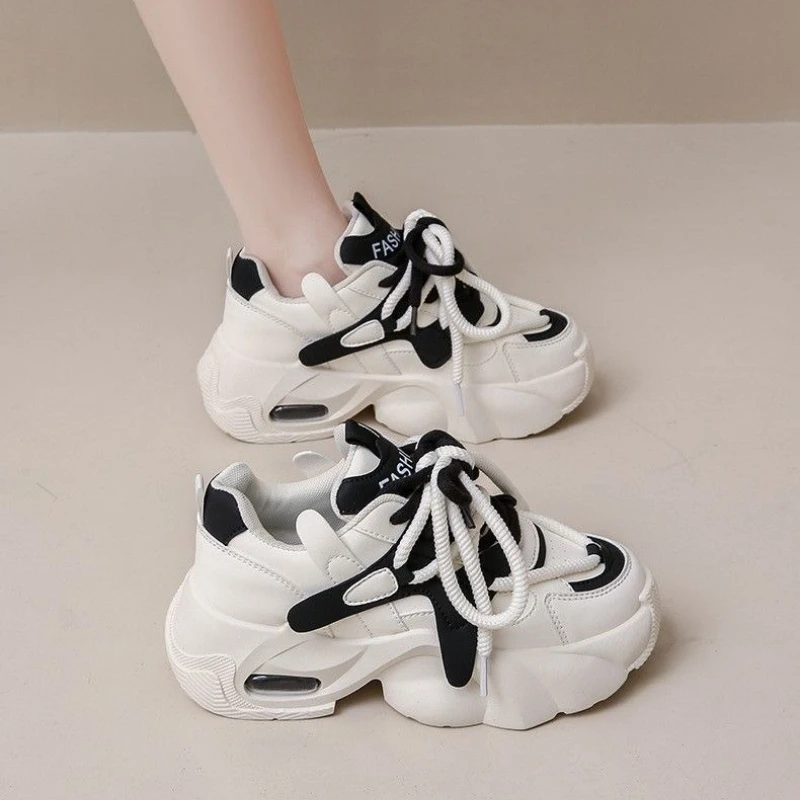 

​Women's Korean Style 2025 Autumn Chunky Sneakers Student Sporty Running Shoes Thick Sole Comfortable Casual Footwear Trendy​