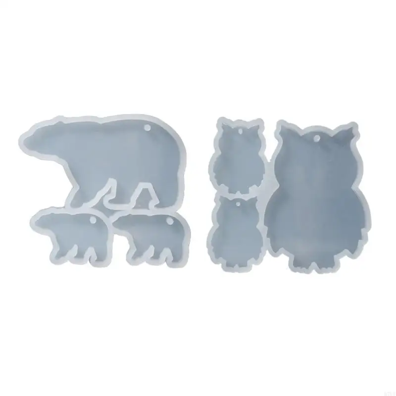 

R7UF DIY Bear Owl Animal Keychain Silicone Epoxy Mold DIY Ornaments Pendant Jewelry Crafting Mould for Valentine Gift