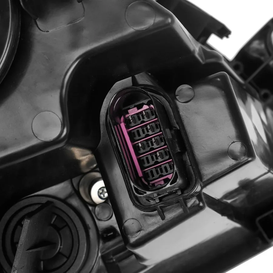 مجموعة المصابيح الأمامية المتوافقة مع 2011-2018 VW Jetta MK6 عدسة شفافة غطاء أسود عاكس واضح مجموعة المصابيح الأمامية الهالوجين، 1x