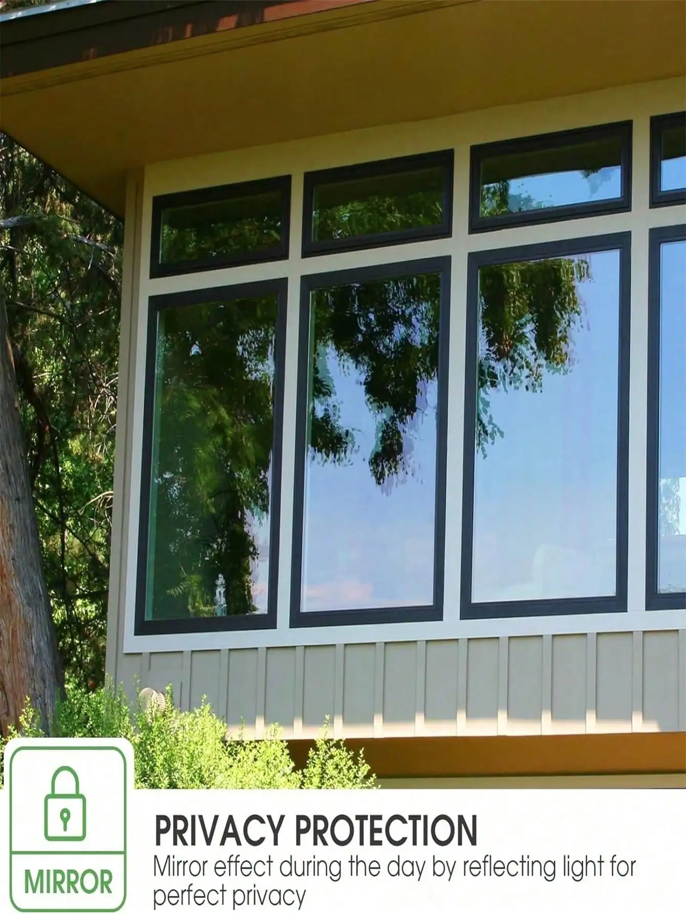 Einweg-Spiegelfolie für Fenster, Tageslicht-Privatsphäre, Reflektierende Statische Haftfolie ohne Klebstoff, UV-Block, Wärmekontrolle, Sonnenschutz für Zuhause und Büro