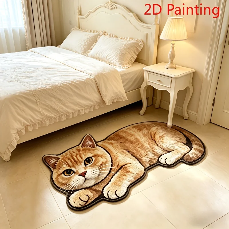VIKAMA 2D Cat Alien Carpet Non-Slip Water Absorption Bathroom Mat Children's Room Bedroom Entrance Rug Home Decoration