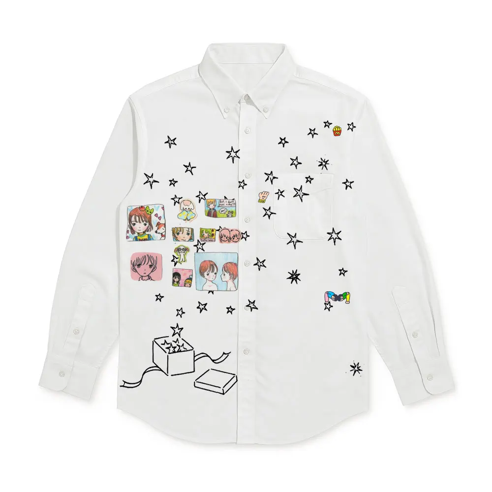 Unique Star Splicing Artistic Style Shirt  And Delicate Single Wear Wang Studio Handkerchief Fashionable Unisex