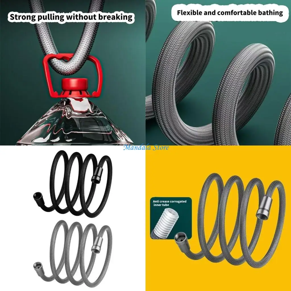 

U2JC 2 Meter Shower Hoses Replacement Nylon Toliet Hoses Handheld Shower Head Hoses Upgrades for Bidet Sprayer & Bathroom Use