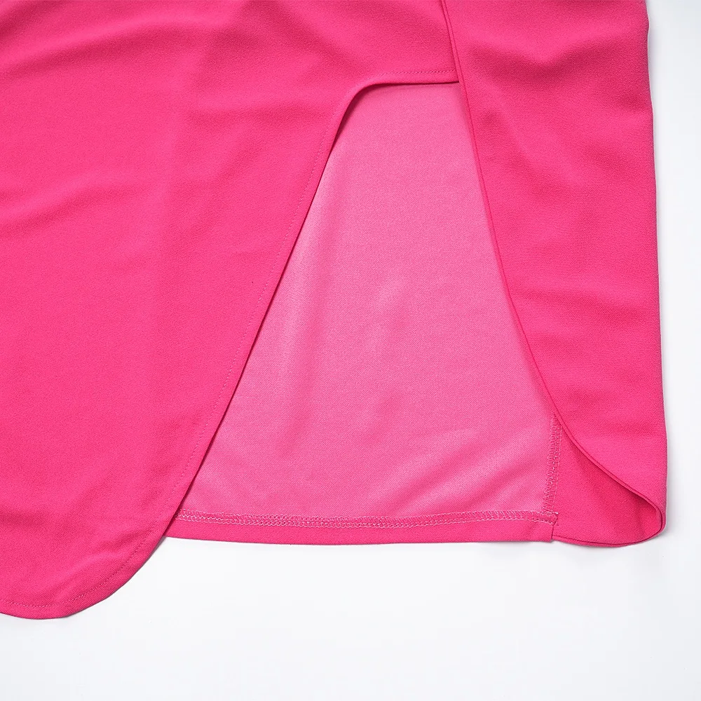 Elegant African Bodycon Dresses for Women O Neck Short Sleeve Beaded Side Split Business Work Dress Midi Female Cloth Customized