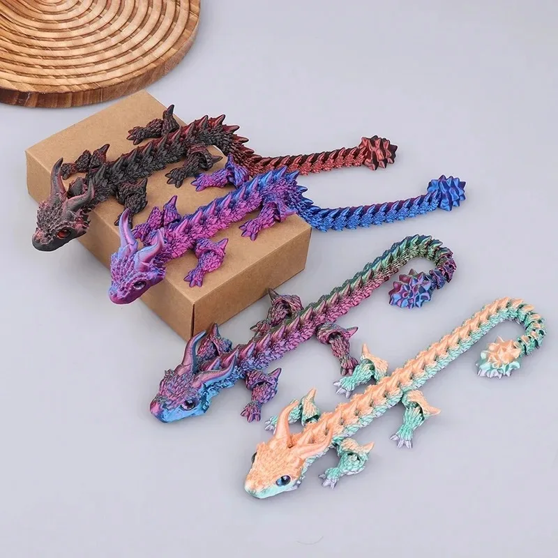 Creative 3D Printed Dragon Ornament Toys Multi-Jointed Dragon Model Movable Rotatable Joints Desktop Ornaments Kids Toys