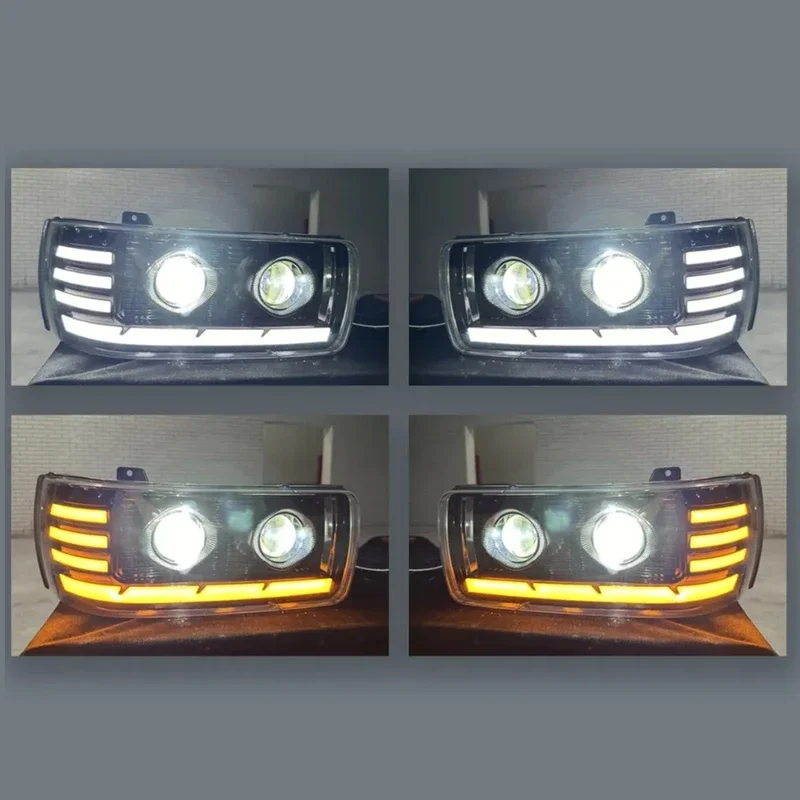 UM PAR de faróis LED de lente dupla adequados para DAF LF55 CF 65 CF 75 CF 85 XF 105 XF 95 1743690 , 1699932 , 1636910 1399907 1399906
