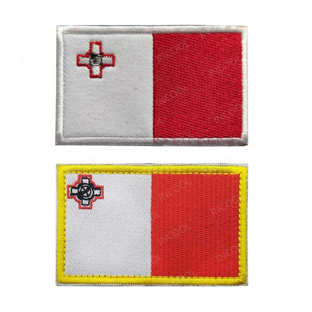 Toppe ricamate bandiera di Malta bandiere di MLT maltesi distintivi ad anello con gancio Appliqued per giacche zaino abbigliamento