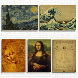 Leonardo Di Ser Piero Da Vinci Vincent Willem Van Gogh Poster Prints Vintage Home Dining Room Art Wall Decoration Retro Painting