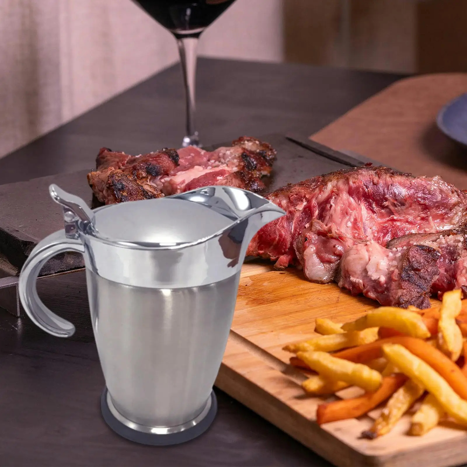 

Кувшин для соуса из нержавеющей стали с многоразовой пылезащитной крышкой, термостойкий, для ресторана, кухни, барбекю, для соусов и соков