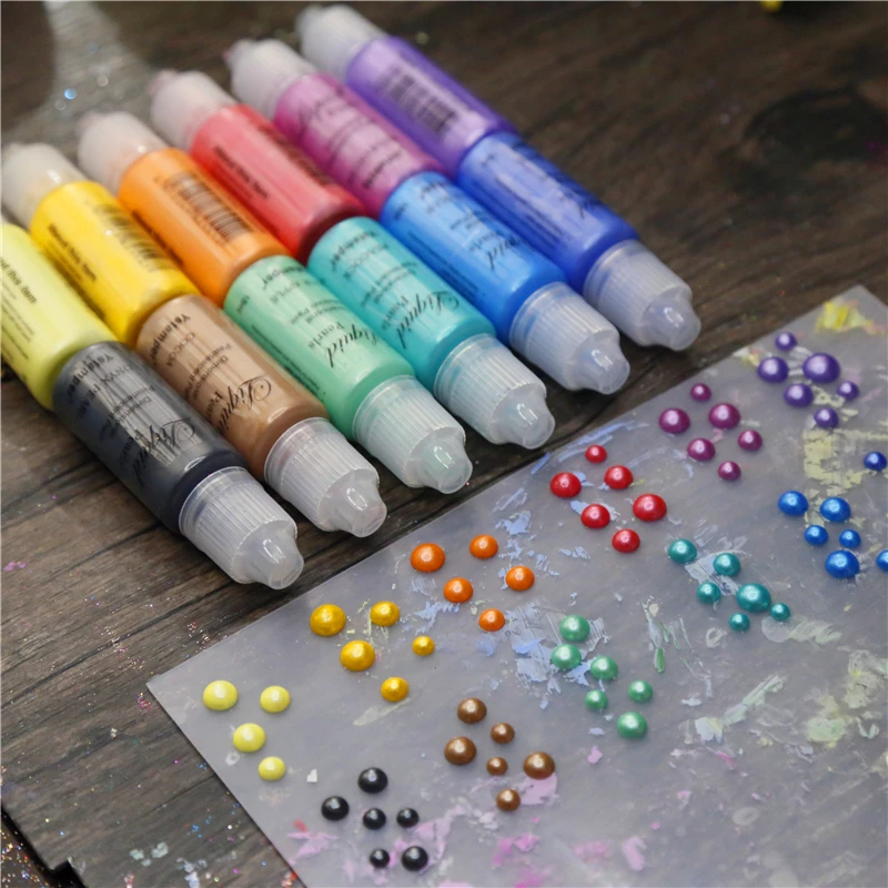 12 Colors 3D Pearlescent Glue Pigment Three-dimensional Decorative Glue Soft Clay Jewelry Handmade Crafts Painting Acrylic Paint