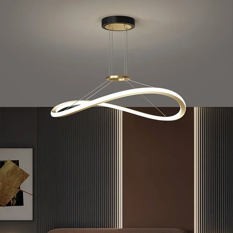 Nowoczesna lampa wisząca LED lampa wisząca do sufitu do salonu jadalnia sypialnia regulowany żyrandol Home Decor oprawa połysk