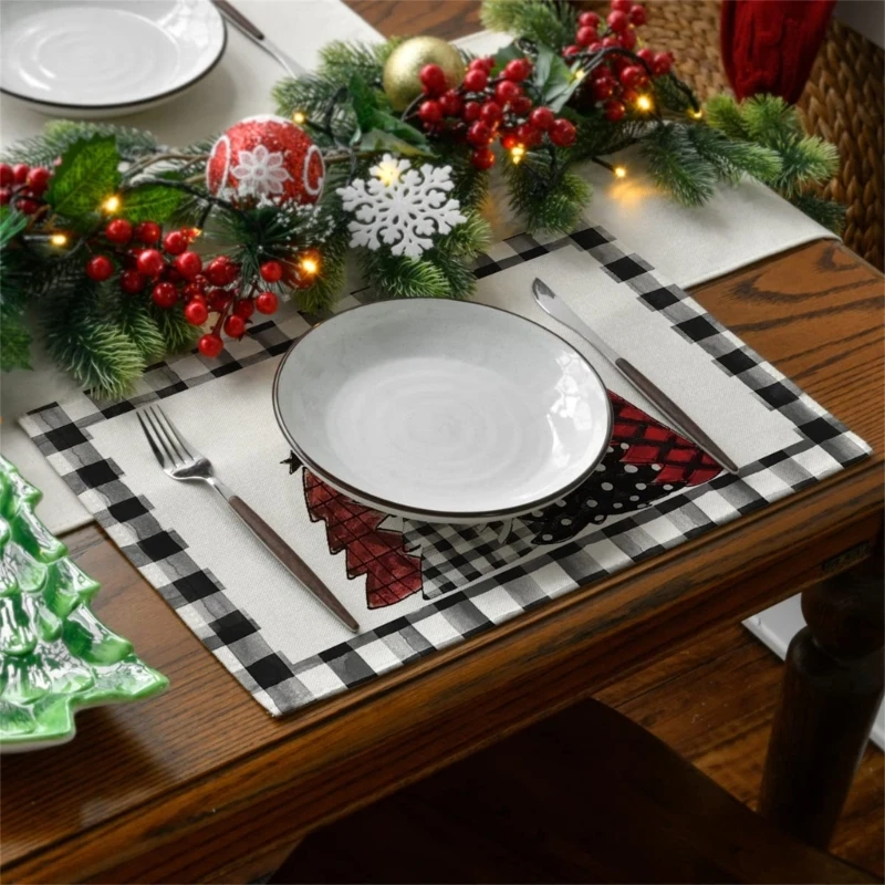 4 ชิ้น Placemats สำหรับเทศกาลอาหาร Place Mats เทศกาล Placemat ตาราง Mats สำหรับวันหยุดคริสต์มาส Dining Placemats